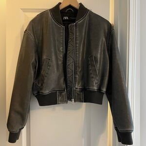 ZARA faux leather bomber jacket